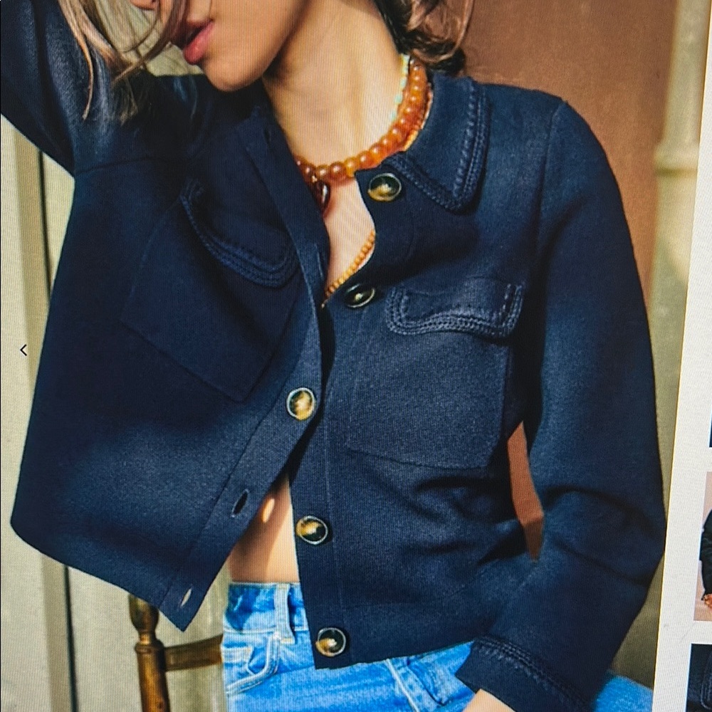 Sezane Navy Betty Cardigan XS